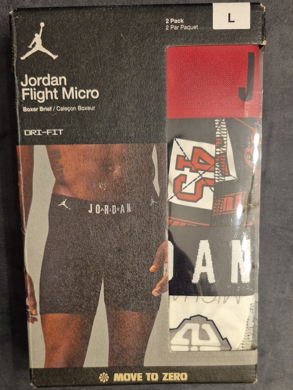 Jordan Flight Micro Dri-FIT Boxer Briefs - Black/Red/White Size L (2 Pack)